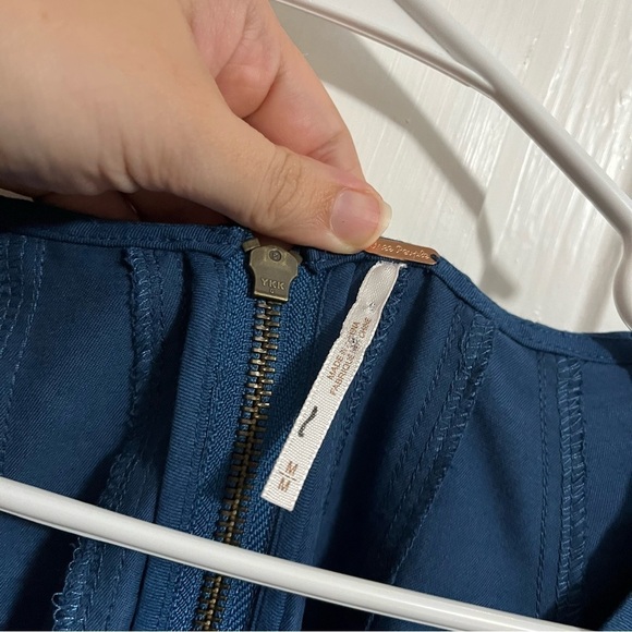 Free People Becca Short Sleeve Mini Dress Blue Medium S2 - Picture 8 of 9